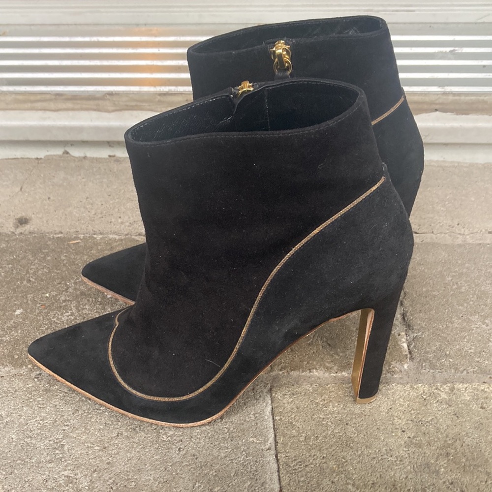 RUPERT SANDERSON black suede high-heel ankle boots size 39